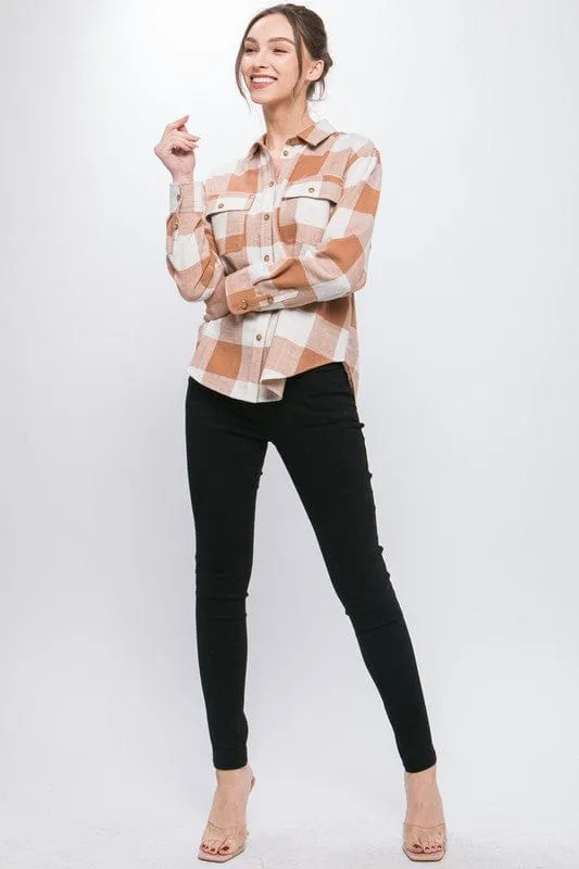 Lightweight Plaid Button Down Top *Online Only*