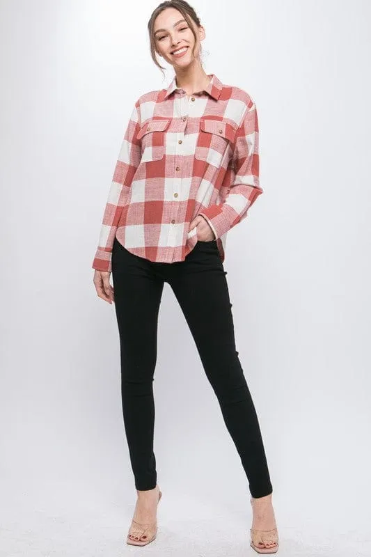 Lightweight Plaid Button Down Top *Online Only*
