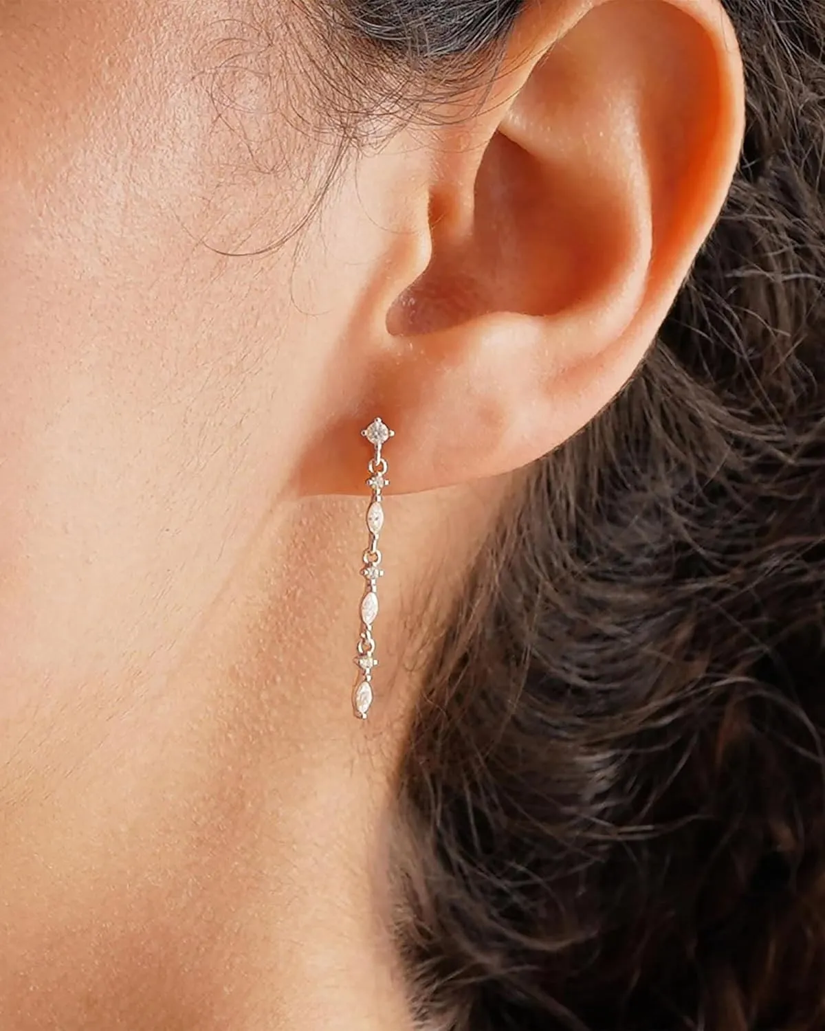 Long CZ Drop Earrings for Women - Lightweight Tassel Dangle Earrings, Everyday Elegant Earrings Gift for Her
