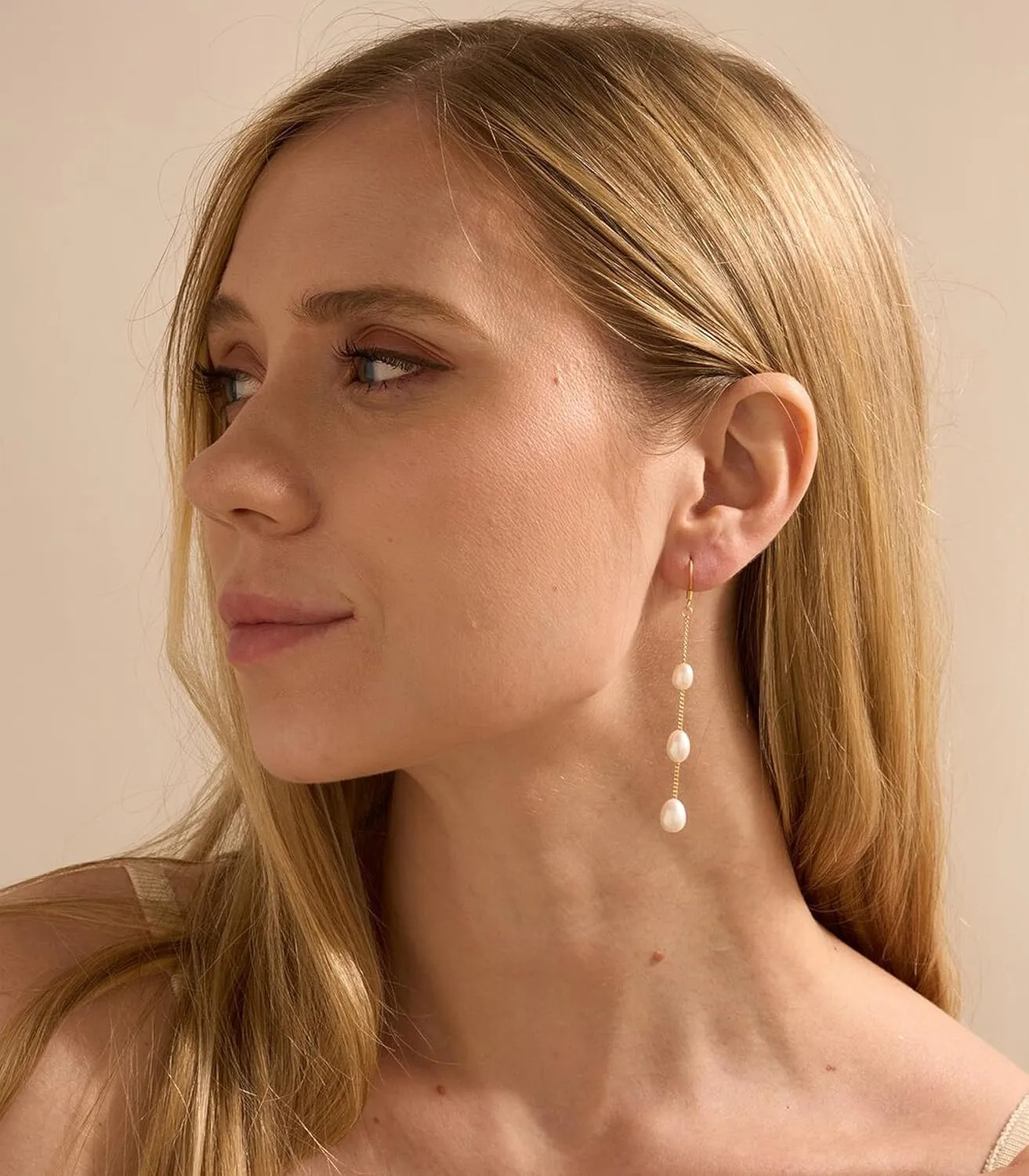 Long Pearl Earrings for Women 925 sterling silver Pearl Dangle Earrings Hypoallergenic Elegant Wedding Pearl Tassel Earrings for Bridal Christmas Gift