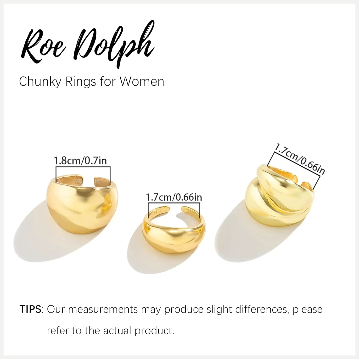 Long tiantian Chunky Gold Rings for Women Thick Statement Rings Adjustable Round Rings Set Bold Dome Rings Jewelry Gifts for Women Trendy 2025