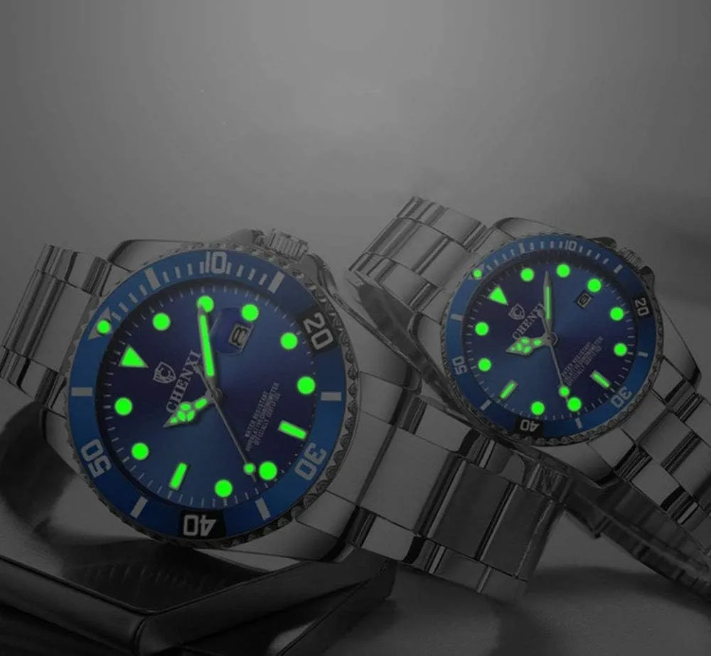 MASTOP Couple Watches Classic Golden Stainless Steel Watch His and Hers Waterproof Quartz Watch