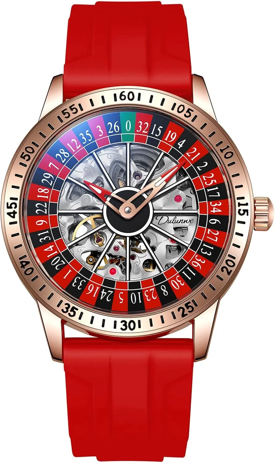 MASTOP Roulette Wheel Mens Watches Automatic Mechanical Watch for Men Swinging Rotary Dial Design Hollow Skeleton Watches Stainless Steel Waterproof Business Wristwatch