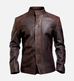 Men's Daniel Brown Distressed Leather Jacket