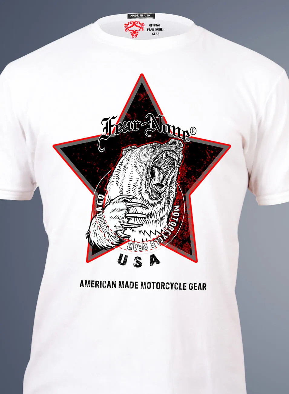 Men's Vintage Black Star Highway Bear Rider (WHITE SHIRT)
