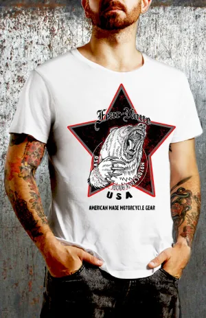 Men's Vintage Black Star Highway Bear Rider (WHITE SHIRT)
