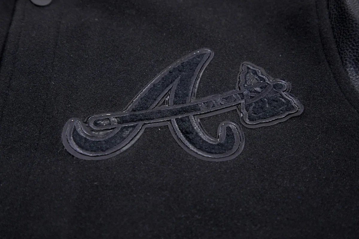 MLB ATLANTA BRAVES TRIPLE BLACK MEN'S VARSITY JACKET (BLACK)
