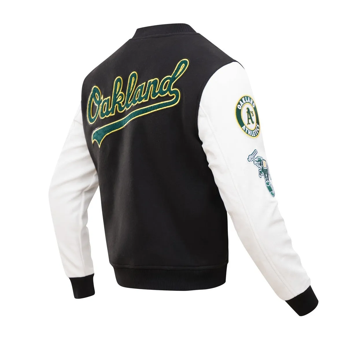 MLB OAKLAND ATHLETICS CLASSIC WOOL MEN'S VARSITY JACKET (BLACK/WHITE)