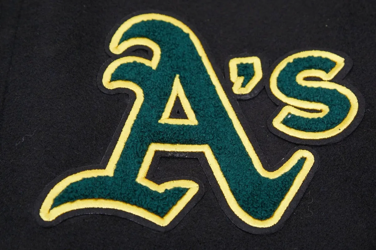 MLB OAKLAND ATHLETICS CLASSIC WOOL MEN'S VARSITY JACKET (BLACK/WHITE)
