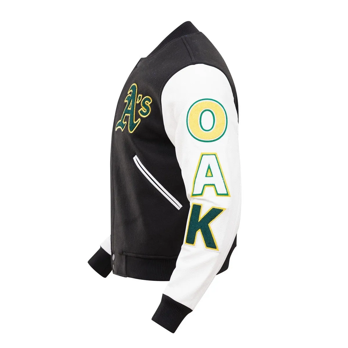 MLB OAKLAND ATHLETICS CLASSIC WOOL MEN'S VARSITY JACKET (BLACK/WHITE)