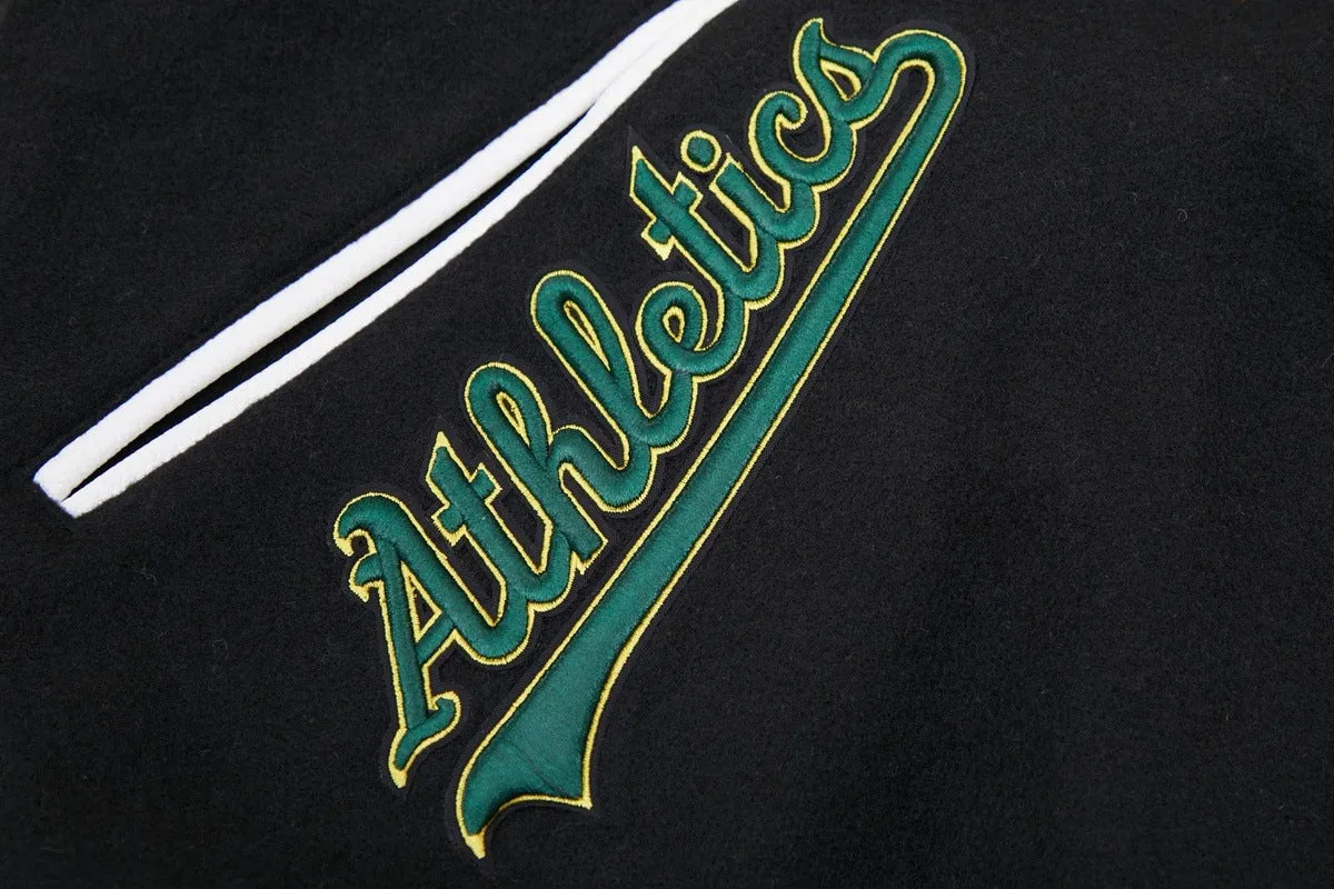 MLB OAKLAND ATHLETICS CLASSIC WOOL MEN'S VARSITY JACKET (BLACK/WHITE)