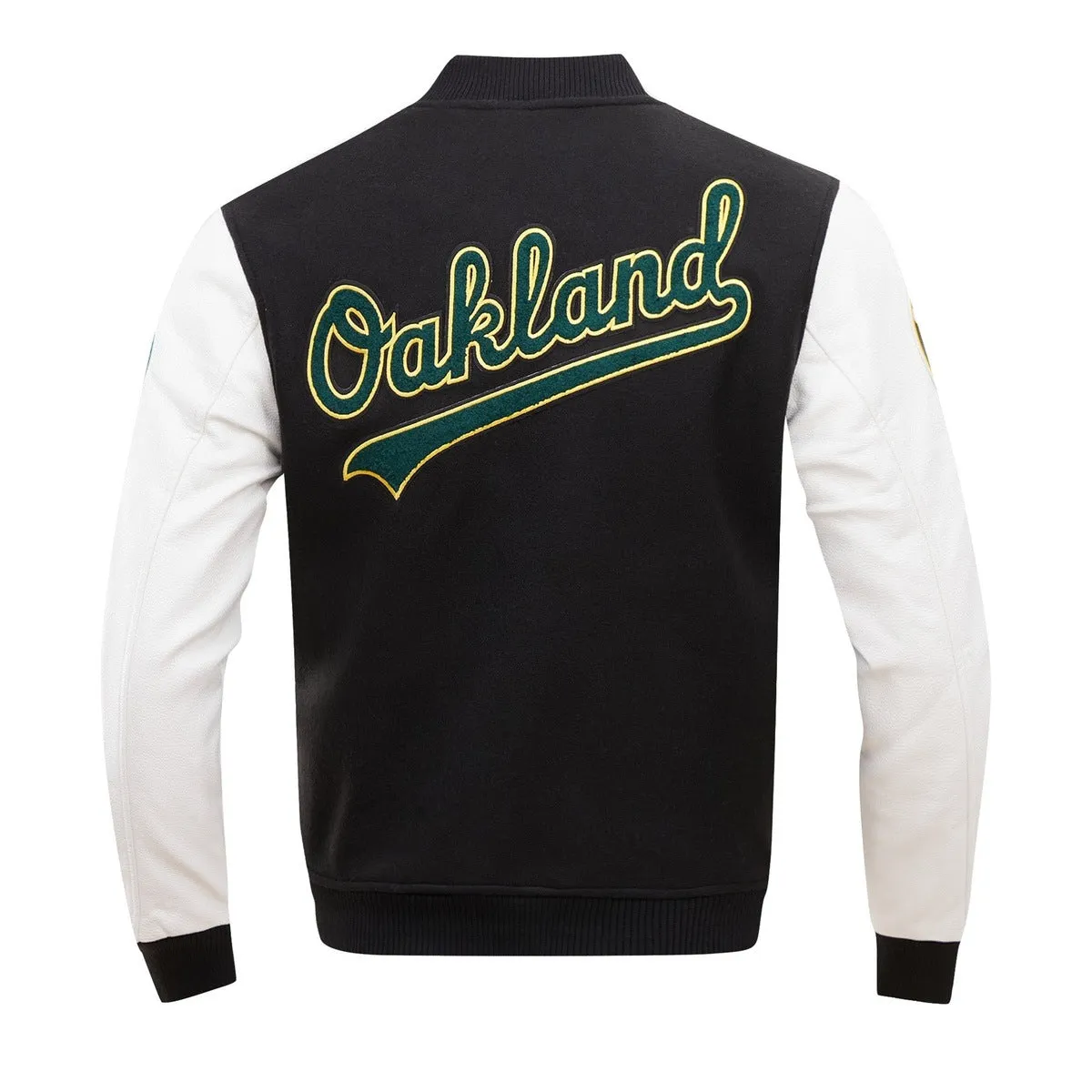MLB OAKLAND ATHLETICS CLASSIC WOOL MEN'S VARSITY JACKET (BLACK/WHITE)