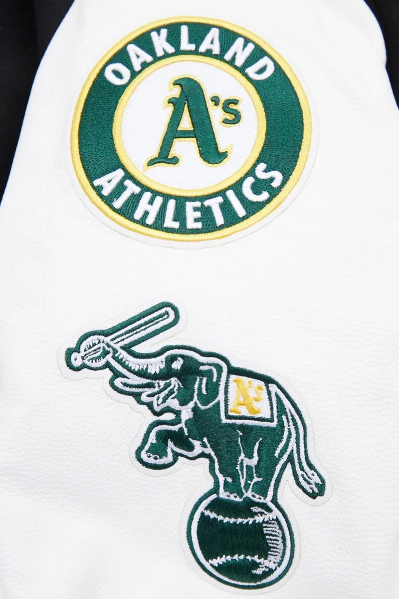 MLB OAKLAND ATHLETICS CLASSIC WOOL MEN'S VARSITY JACKET (BLACK/WHITE)