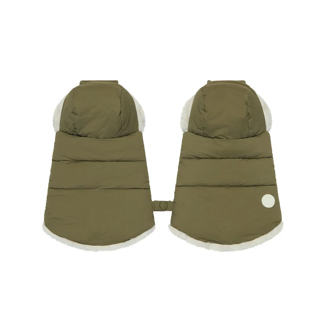MORI Faux Fur Lined Pram Mittens - Olive