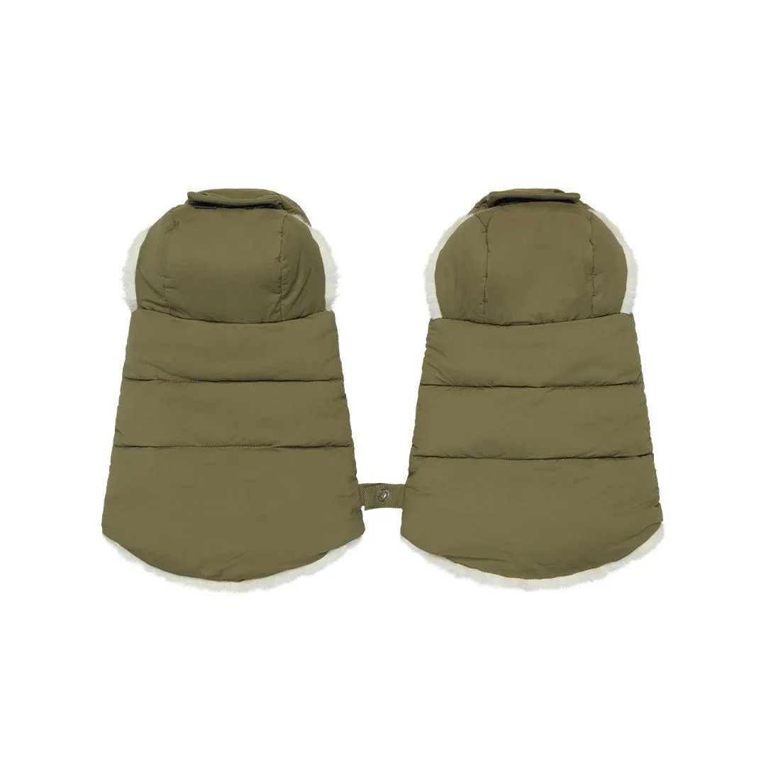 MORI Faux Fur Lined Pram Mittens - Olive