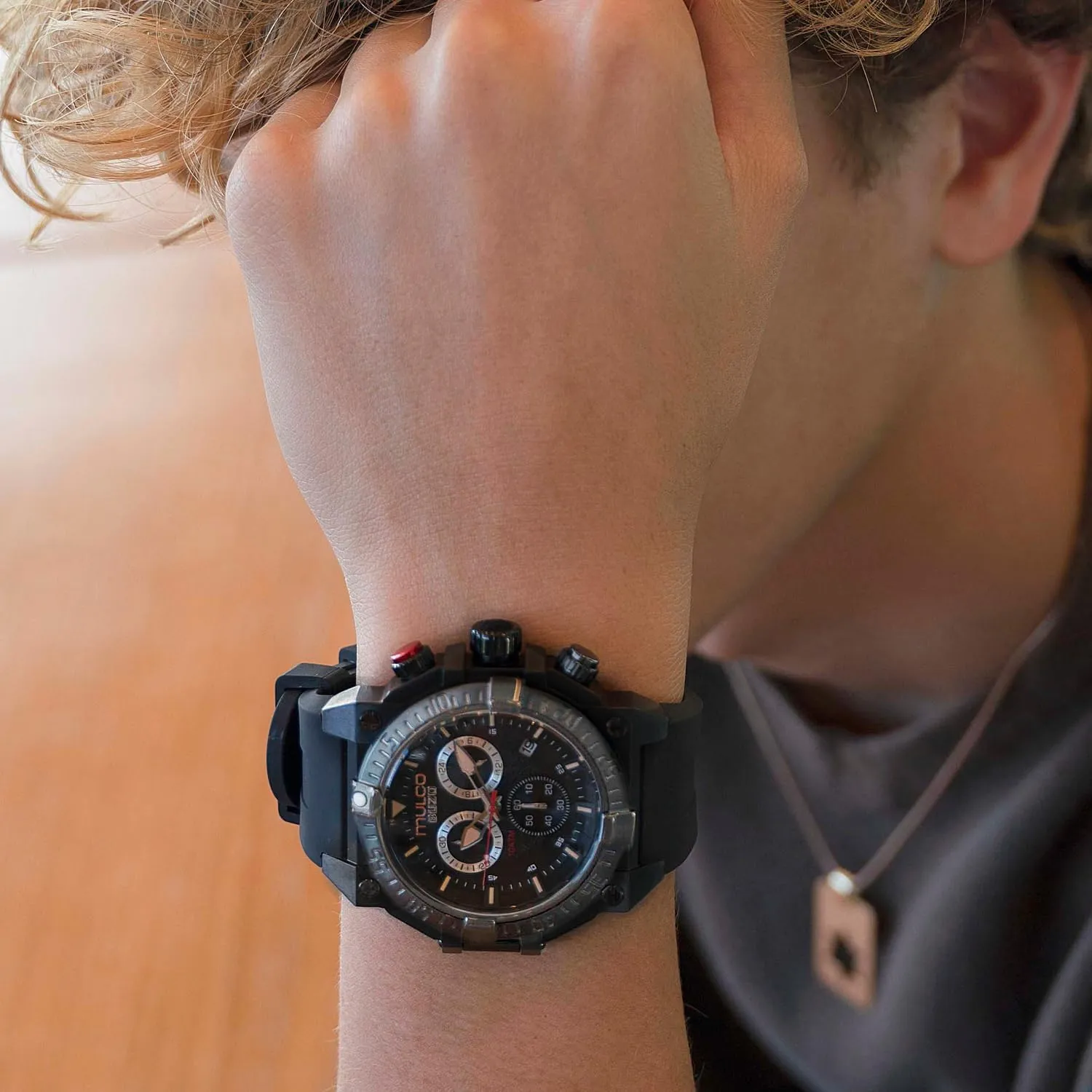 MULCO Watches for Men - Buzo, Stainless Steel Case with Wrist Silicone Band or Stainless Steel Strap, Quartz Chronograph Movement, Large Face Analog Display, 100m - Waterproof