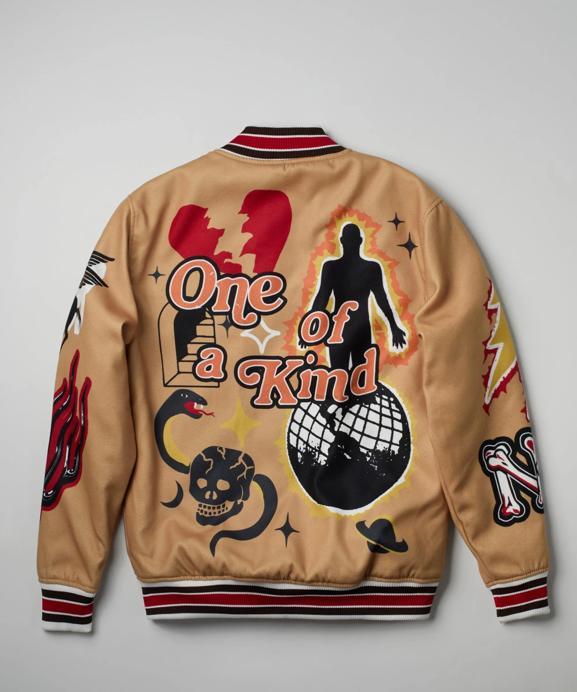 One of a Kind Varsity Jacket - Khaki