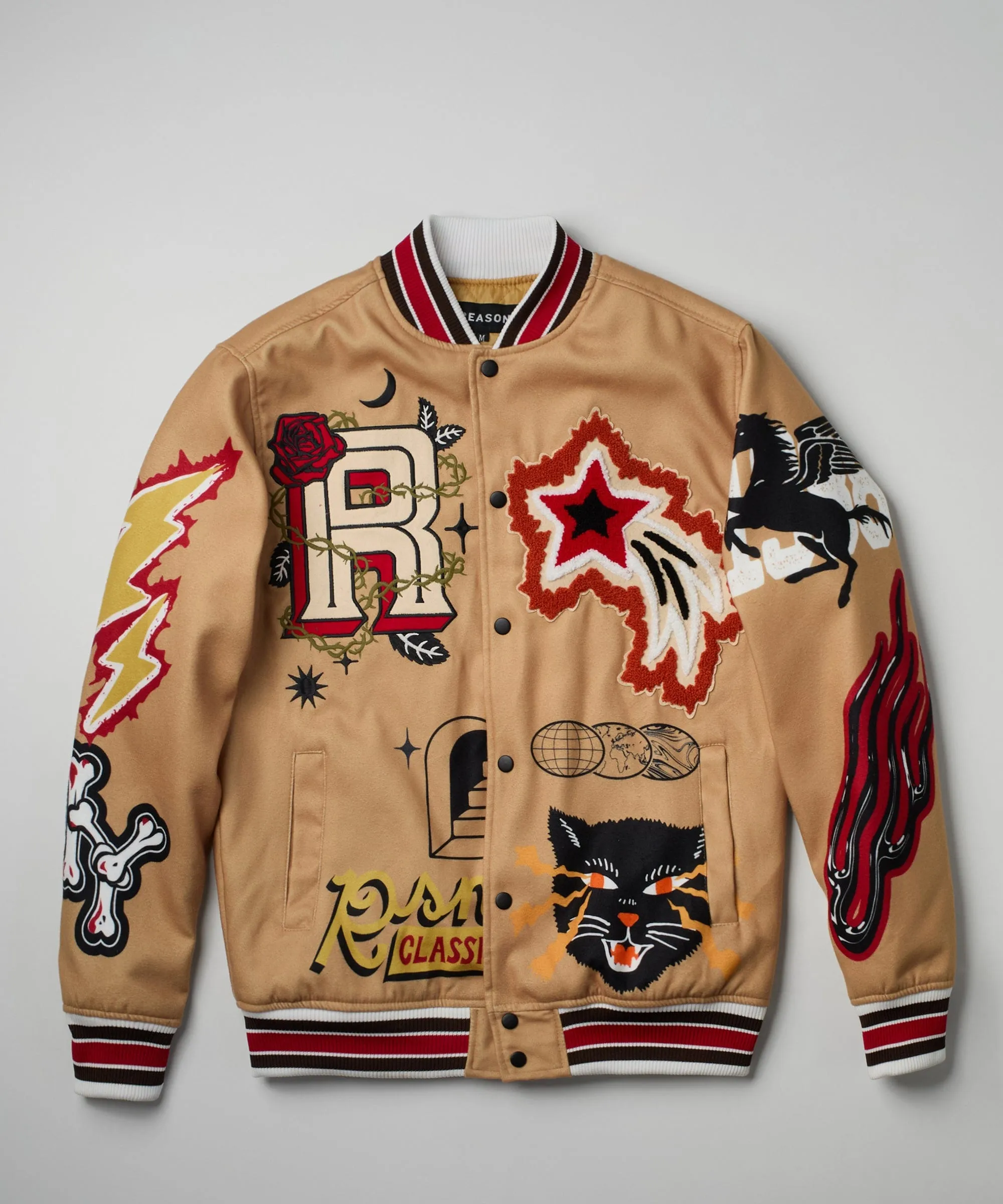 One of a Kind Varsity Jacket - Khaki