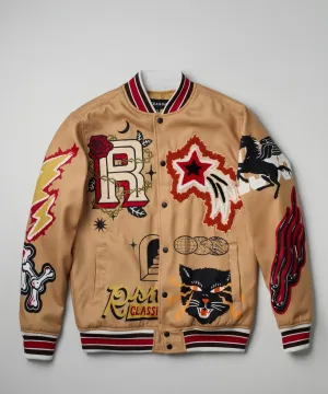 One of a Kind Varsity Jacket - Khaki