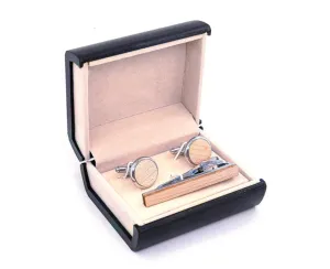 Original Wood Tie Bar & Cuff Link Set