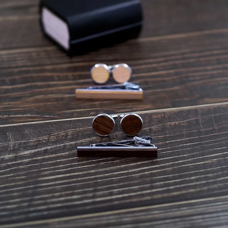 Original Wood Tie Bar & Cuff Link Set