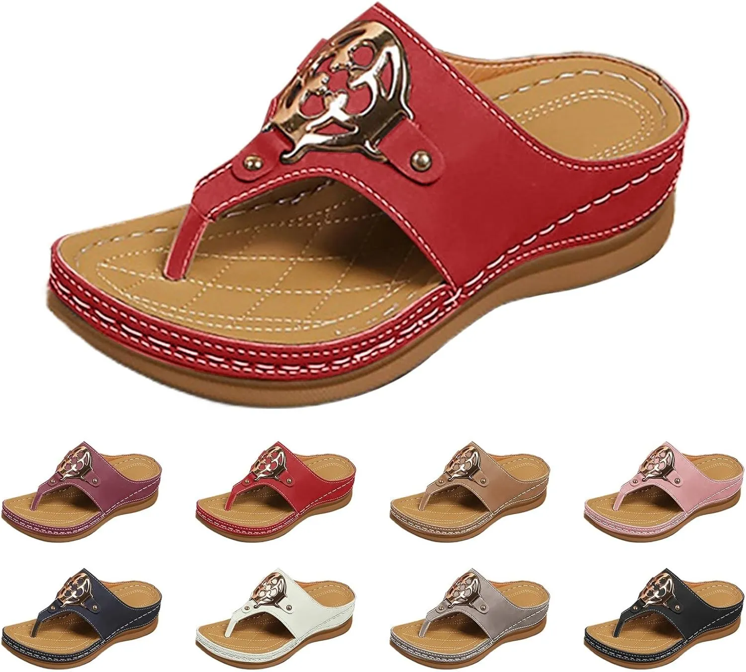 Orthopedic Wedge Sandals for Women Summer 2025 Platform Flip Flops Comfortable Arch House Slippers for Women Support