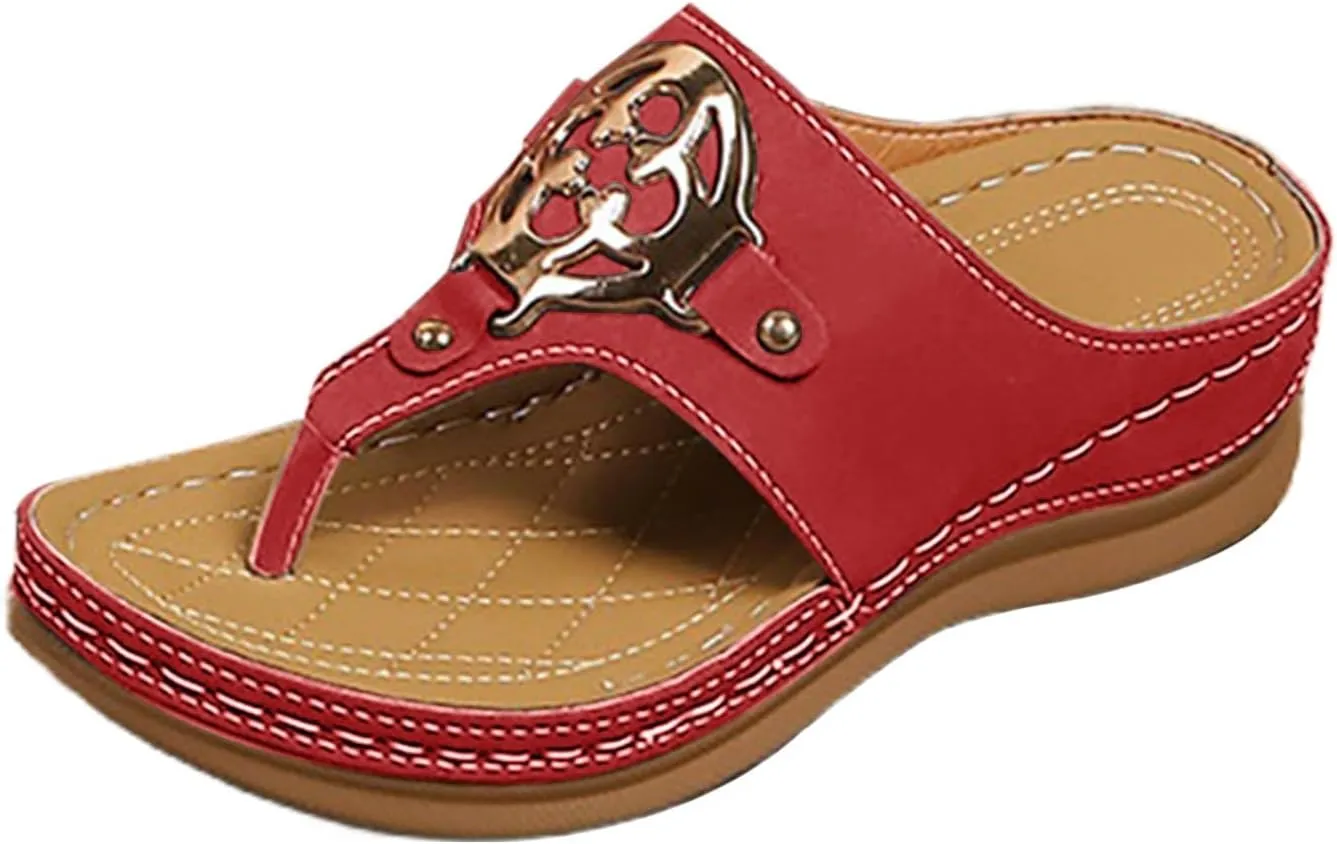 Orthopedic Wedge Sandals for Women Summer 2025 Platform Flip Flops Comfortable Arch House Slippers for Women Support
