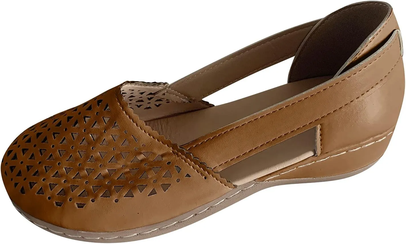 Orthopedic Wedge Sandals for Women Summer Dressy Closed Toe Hollow Out Wedge Sandals Casual Slip-On Slippers Comfortable