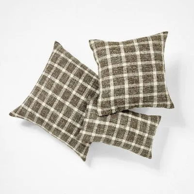 Oversized Woven Plaid Square Throw Pillow - Threshold designed with Studio McGee