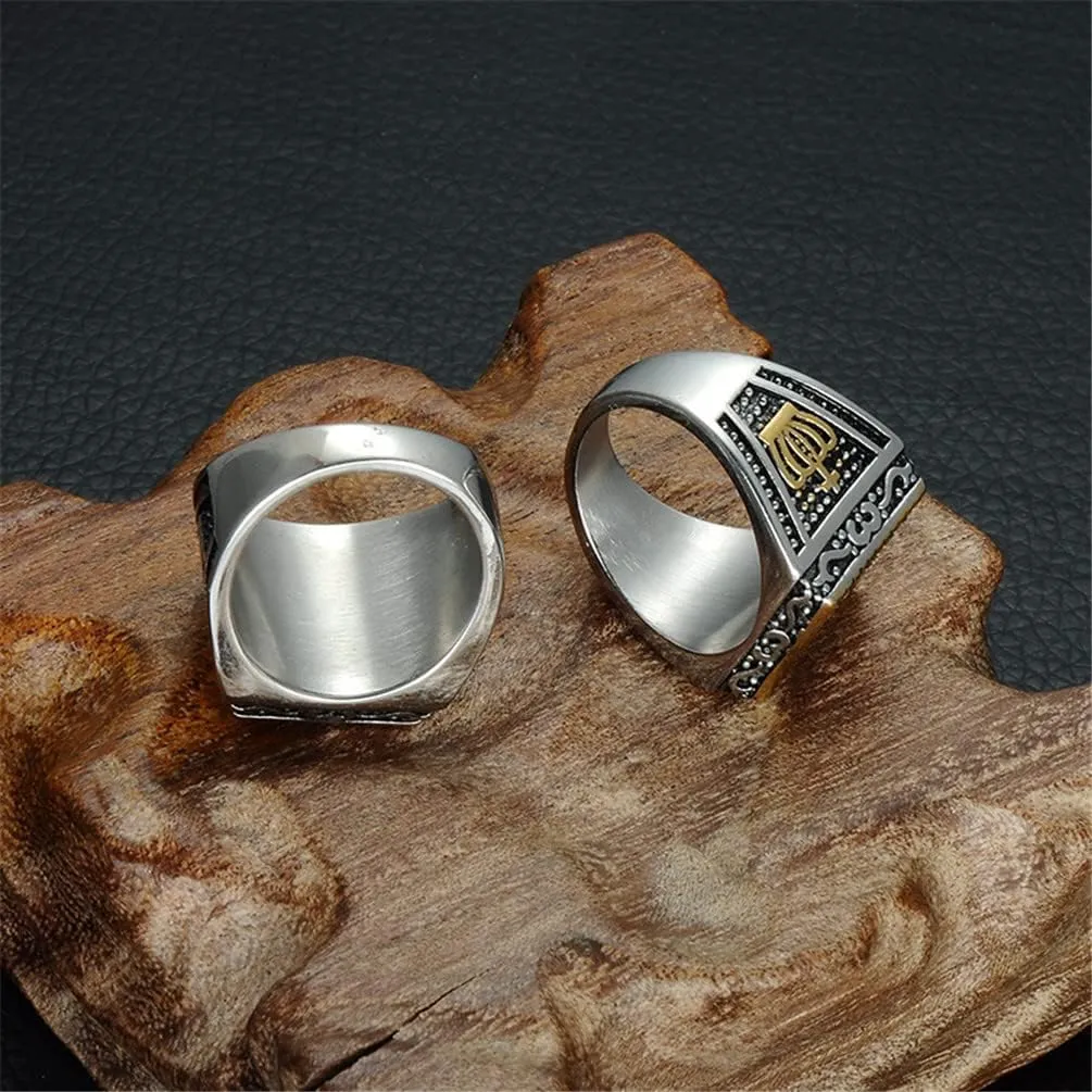 PAMTIER Stainless Steel Gothic Biker Gemstone Ring Hip Hop Style for Men Women