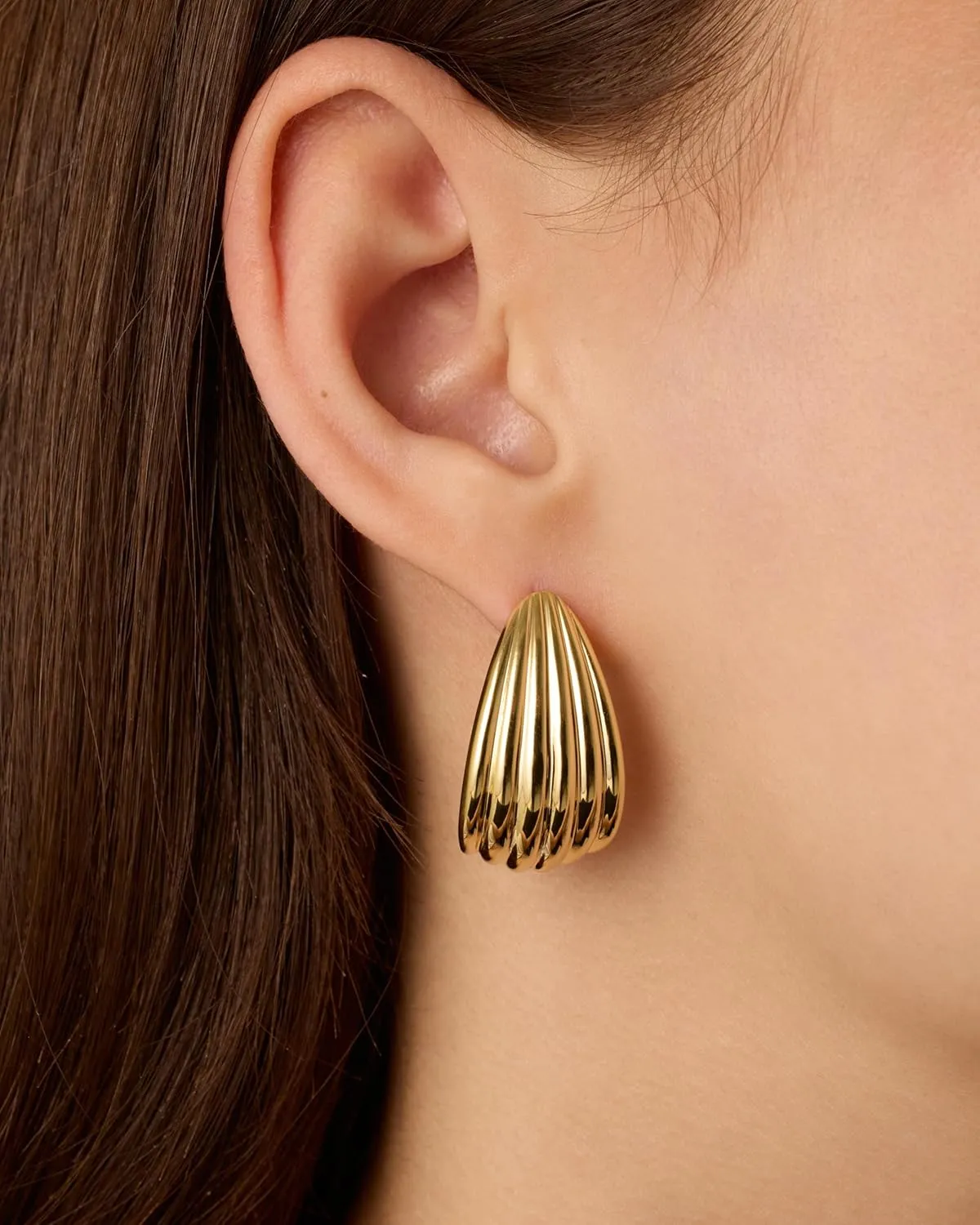 PAVOI 14K Gold Plated Chunky Vintage Earrings for Women - Trendy Textured Ribbed Knot Geometric Triangle Rope Button Seashell Wing Dangle Drop Stud Earrings Dupes
