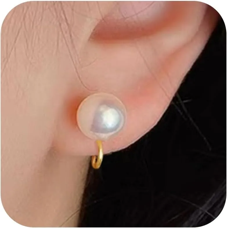 Pearl Clip on Earrings for Women Silver Rhinestones Pearl Dangle Drop Earring Large Pearls Earring Non Pierced Party Jewelry Wedding Jewelry for Brides Bridesmaid Birthday Gifts for Women
