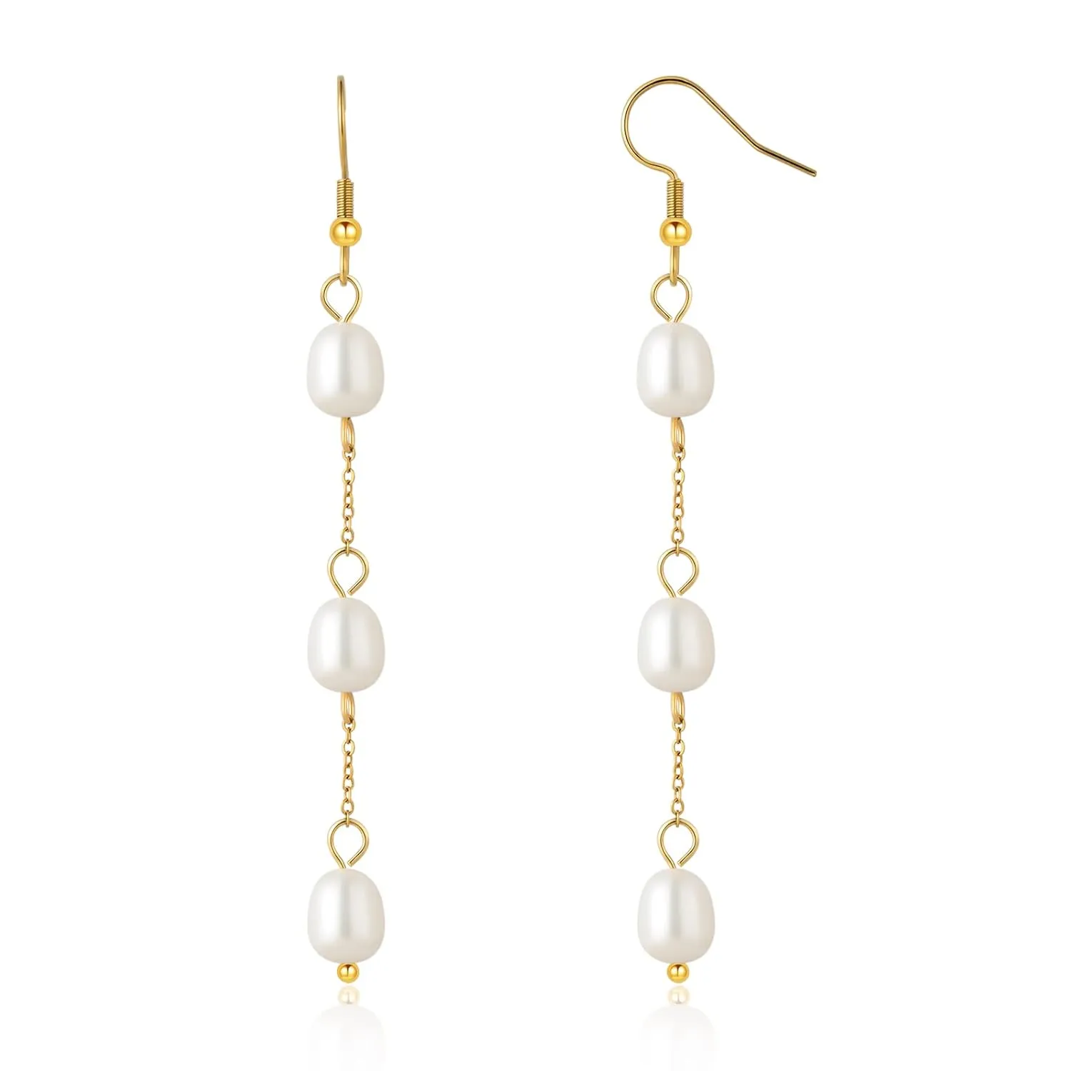 Pearl Drop Earrings for Women Dangle Gold Pearl Tassel Earrings Dangling Pearl Wedding Earrings for Brides Bridesmaid Prom Anniversary