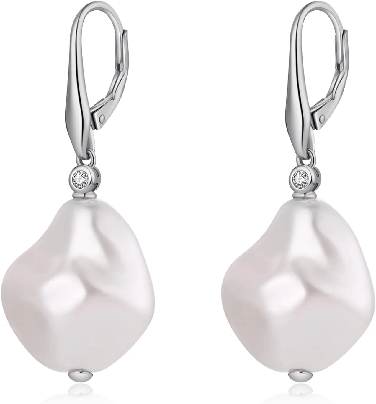 Pearl Drop Earrings for Women Silver Pearl Earrings for Women Pearl Earring Hypoallergenic Culture Pearl Earrings Dangle Leverback Earrings for Women Silver Drop Earrings Sterling Silver