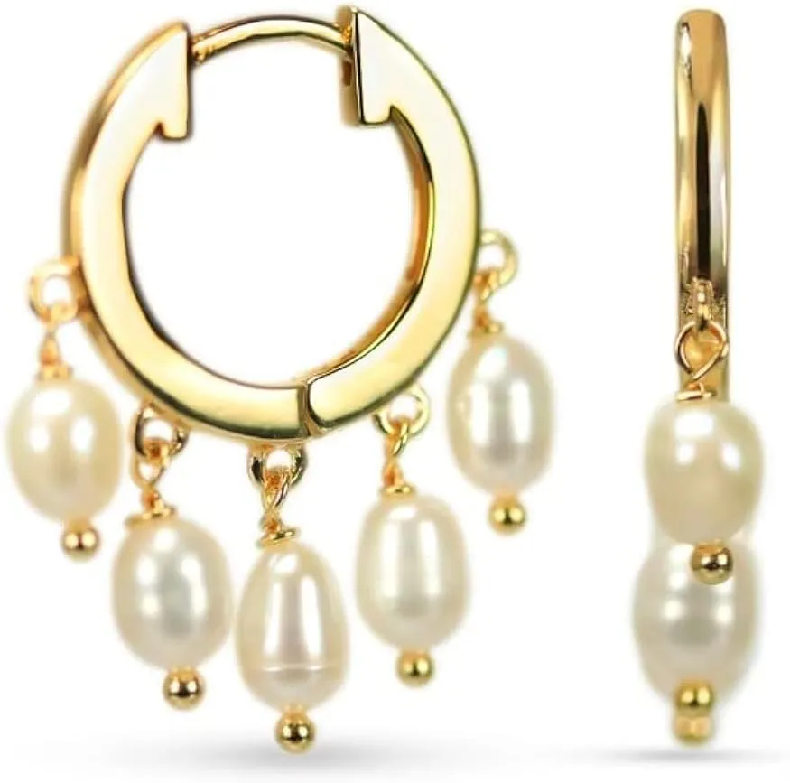 Pearl Hoop Earrings, Freshwater Pearl Earrings, Sterling Silver Pearl Earrings, Pearl Earrings Dangle, Pearl Drop Earrings, Gold Pearl Earrings, Bridal Earrings