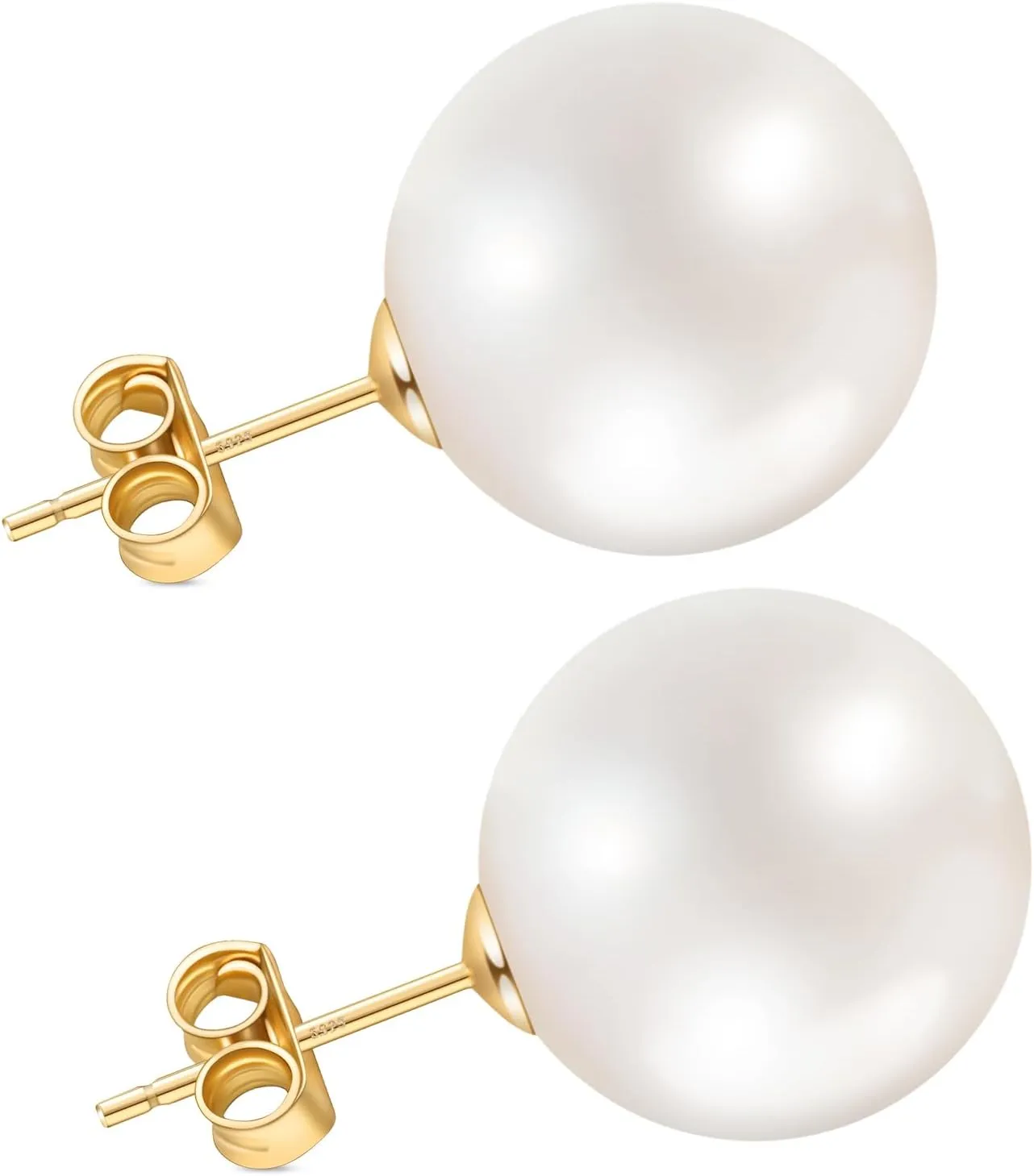 Pearl Stud Earrings for Women, Handpicked Freshwater Pearl Hypoallergenic Gold Vermail Sterling Silver Earring Studs
