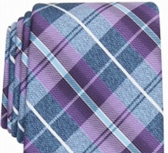 Perry Ellis Men's Dever Classic Plaid Tie Purple Size Regular