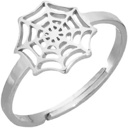 Personalized Spider Web Adjustable Ring for Women Men Minimalist Silver/Golden Plated Stainless Steel KnuckleTail Finger Rings Punk Statement Stacking Open Ring Fashion Jewerly Gift for Halloween Birthday Party