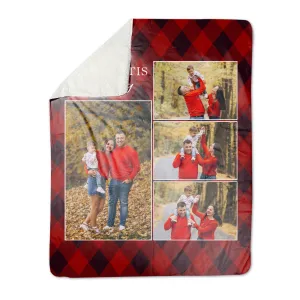 Plaid Pattern Collage of Four Premium Fleece Photo Blanket