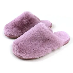 POM S/M Dusty Pink Faux Fur Slippers
