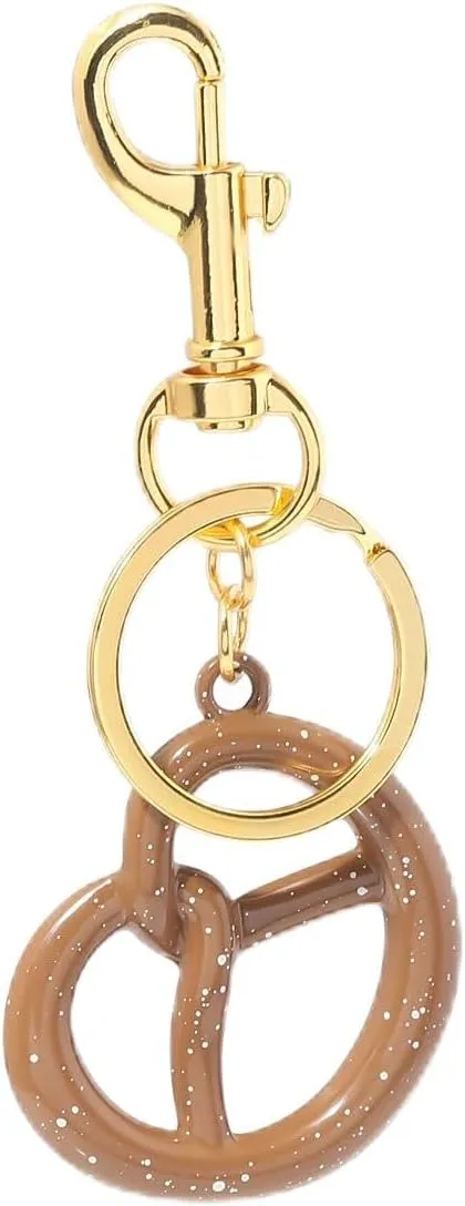 Pretzel Key Chain Fun Imitation Food Pendant Charms Key Ring for Women Birthday Jewelry