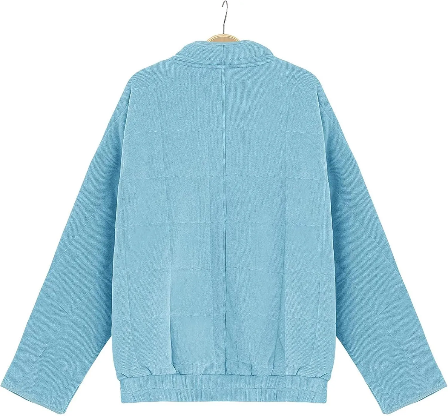 Quilted Jackets for Women, Long Sleeve Zip Puffer Jackets Loose Casual Jacket Coat Winter Warm Outwear with Pockets