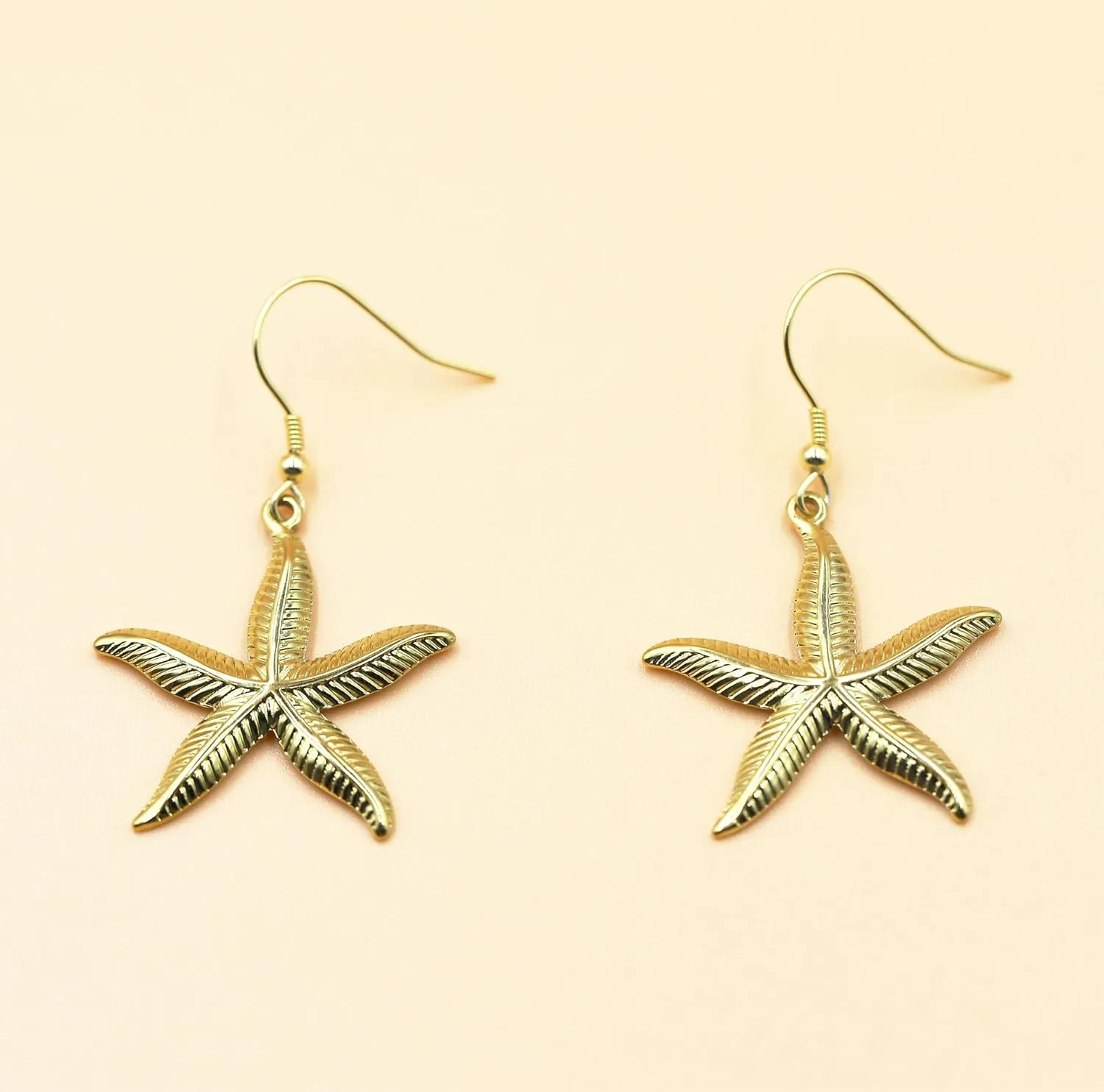 Rnivida Starfish and Shell Earrings with Sterling Silver Hooks,Lightweight Hypoallergenic Seashell Jewelry Gift for Women - Ocean Theme Accessories