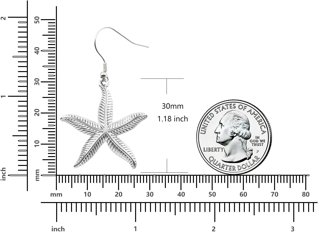 Rnivida Starfish and Shell Earrings with Sterling Silver Hooks,Lightweight Hypoallergenic Seashell Jewelry Gift for Women - Ocean Theme Accessories