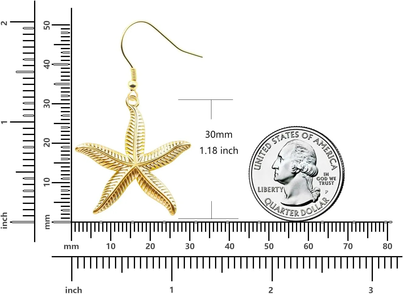 Rnivida Starfish and Shell Earrings with Sterling Silver Hooks,Lightweight Hypoallergenic Seashell Jewelry Gift for Women - Ocean Theme Accessories