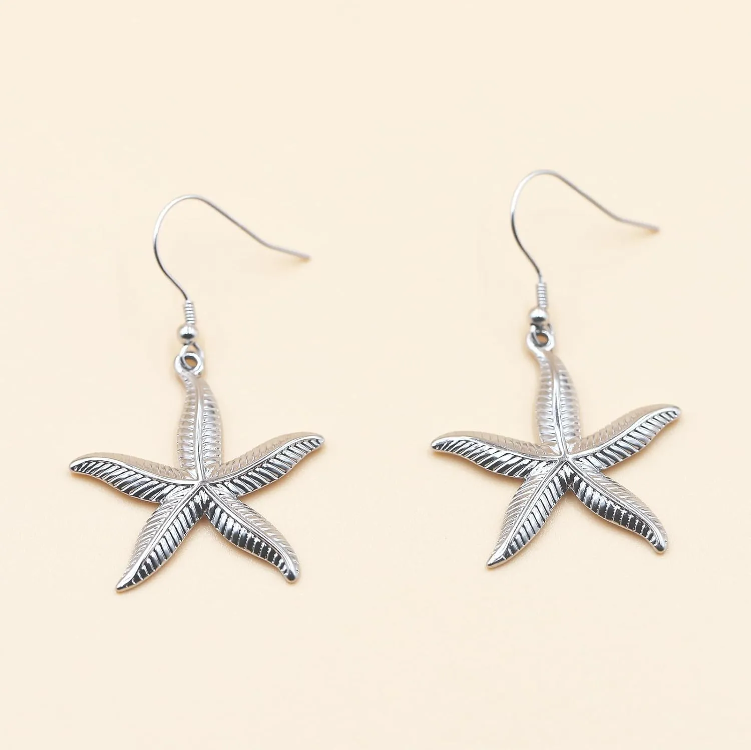 Rnivida Starfish and Shell Earrings with Sterling Silver Hooks,Lightweight Hypoallergenic Seashell Jewelry Gift for Women - Ocean Theme Accessories
