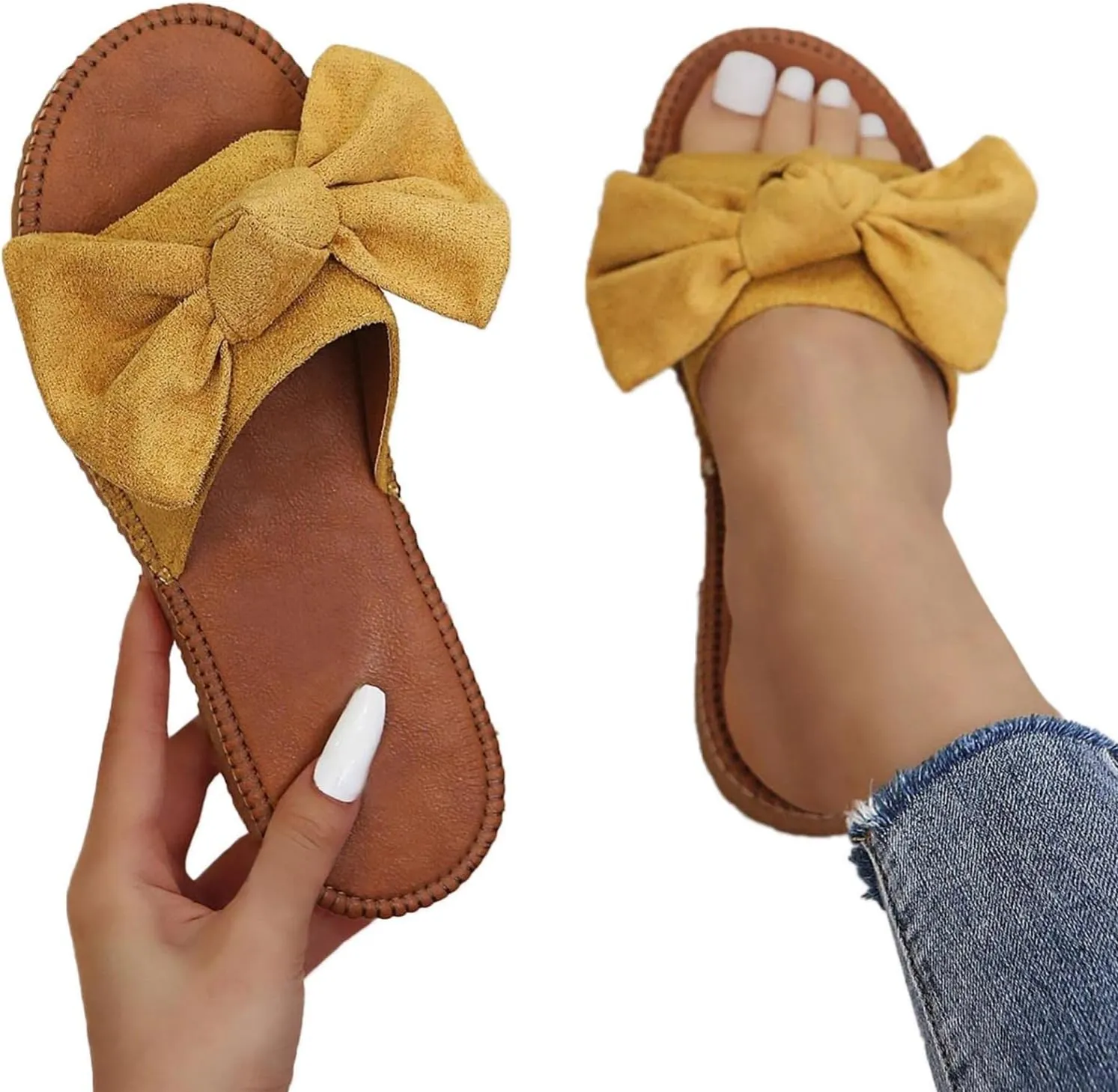 Sandal for Women Dressy Summer Premium Bowknot Open Toe Sandals Vintage Anti-Slip Breathable for Summer