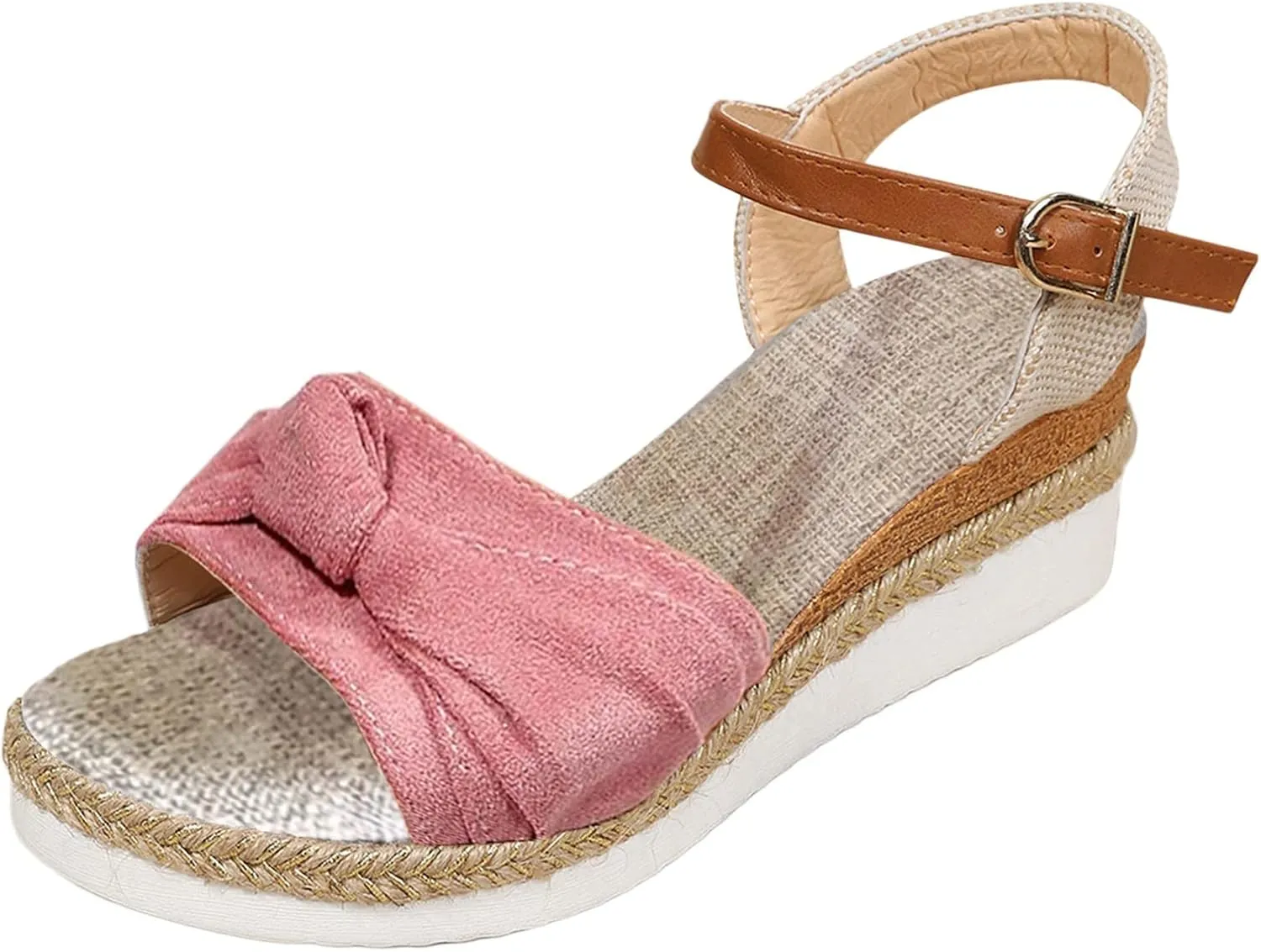 Sandals for Women Summer Dressy, Open Toe Ankle Strap Platform Sandals Casual Strappy Low Wedges Sandals Zipper Beach Sandals
