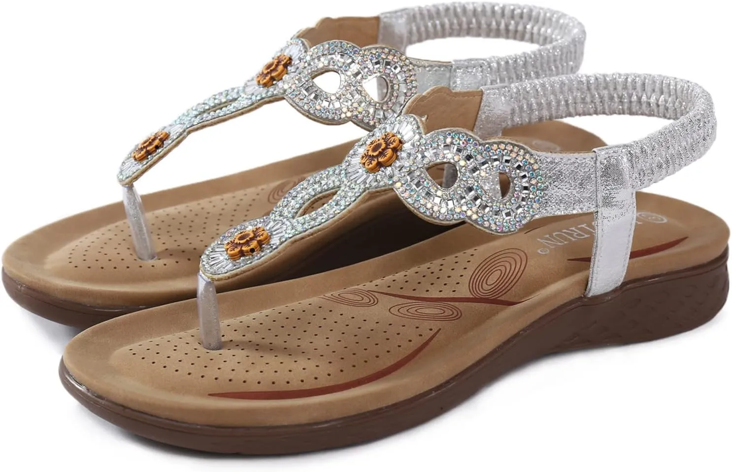 Sandals Women,Dressy Summer Retro Orthopedic Sandals Ring Toe Outdoor Flip Flops Flat Heel Beach Slipper