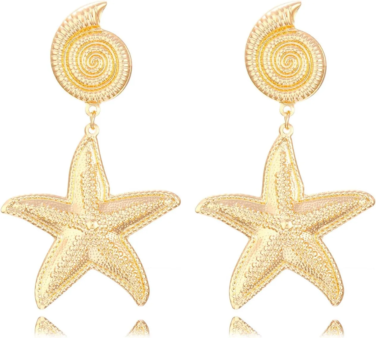 Seashell Earrings for Women Trendy Charm 14K Gold Plated Starfish Drop Dangle Earrings Summer Holiday Beach Earrings Ocean Themed Ear Accessories